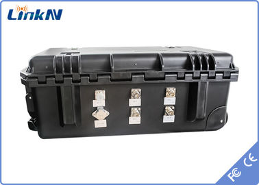 टैक्टिकल COFDM सूटकेस वीडियो रिसीवर 4-चैनल IP65 बैटरी और डिस्प्ले के साथ AES256 H.264 DC 12V