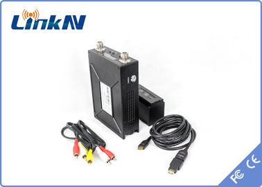 लंबी दूरी की बैटरी चालित पुलिस वीडियो ट्रांसमीटर COFDM QPSK HDMI और CVBS H.264 कम विलंब AES256